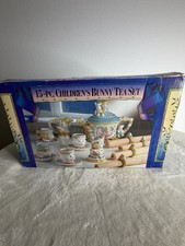 Vintage Children's 15 Piece Bunny TEA SET In Box Hand Painted Ceramic