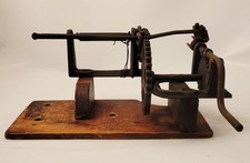 Antique Hand Cranked Mountable Cast Iron Apple Peeler on Wood Base