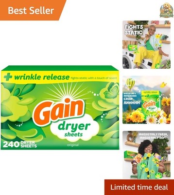 Dryer Sheets Plus Wrinkle Release,  Scent, 240 Count, Wrinkle Reducing Anti S...