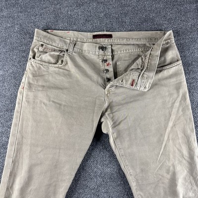 Isaia Napoli Jeans Men 40x30 Beige Self Edge Twill Selvedge Button Fly Denim