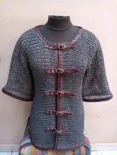 10 mm Aluminium Front open Flat Ring Riveted Grey Finish Chainmail Shirt (S)