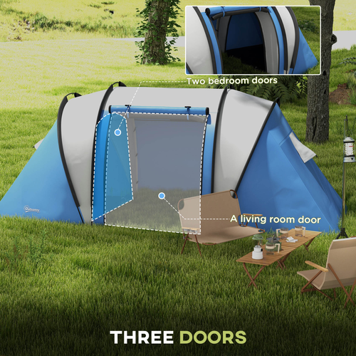 Spacious 2 Bedroom Camping Tent With Living Area & 3000mm Waterproof Design - Picture 4 of 27