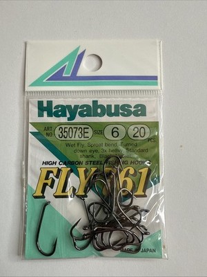 VTG Hayabusa Fly761 Hooks 35073E Forged High Carbon Steel Size 6 Qty 20 Fishing