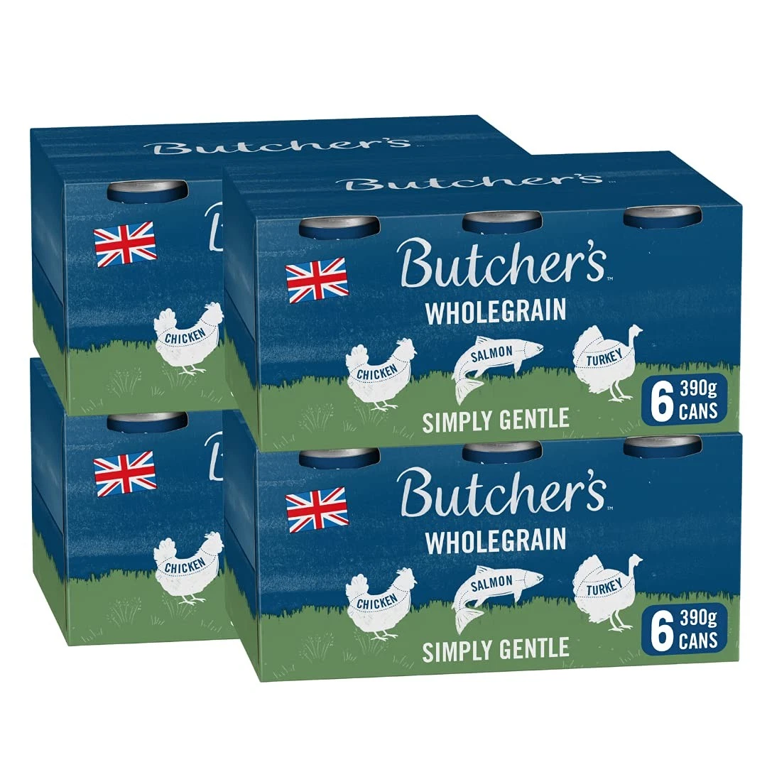 Butcher's Simply Gentle Wholegrain Recipes Wet Dog Food Tin Cans Variety Pack,