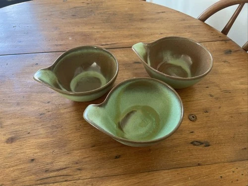 3 Frankoma 4X Bowls Plainsman Prairie Green
