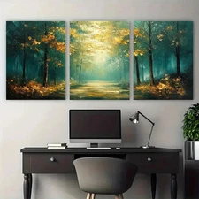 3pcs Green Forest Abstract Perfect Wall Art Canvas Framed 50x70cm