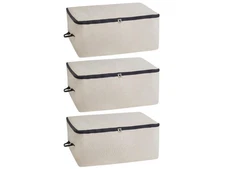 Comforter Storage Bags with Zipper - Sturdy 100% Cotton Canvas Quilt Storage ...