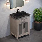 24 In. W X 18.5 In. D Ceramic Vanity Top with 4 In. Centerset Faucet Holes in Ma