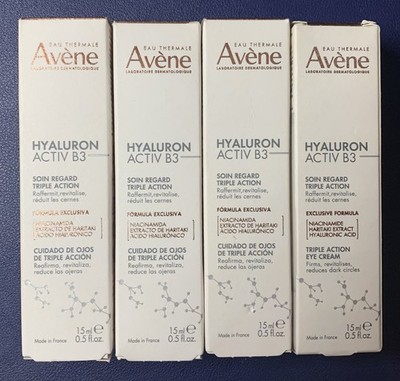 4pk Boxes Avene Hyaluron Activ B3 Triple Action Eye Cream 4x15 ml Exp 07/2026