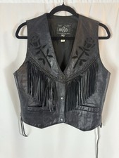 vintage MOB Classic Series 100 Genuine Leather Western Fringe Biker Vest SZ: 12