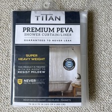 Titan Shower Curtain Liner Unisex 72x72 Clear New PEVA Heavy Weight NeverRust