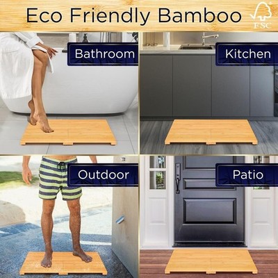 Decopatent® Badmat - Bamboe - Douchemat Antislip - Voor I Douche Of Bad Houten Douchemat Badkamer Mat Saunamat