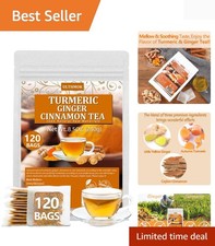 Pure Turmeric Ginger Tea Bags - 120 Count with No Additives Caffeine Free