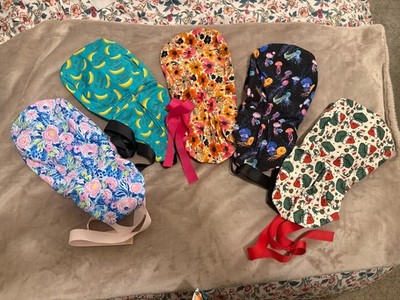 Sunshine Caps Co. Satin Lined Ponytail Scrub Caps. 4/5 Caps Are New In Package.