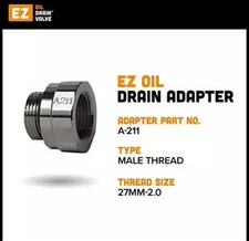 EZ Silver 27mm-2.0 Thread Size Oil Drain Valve Adapter