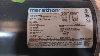 Marathon Motors 3/4Hp 1725 rpm 208/460v 56Fr 56T17DRR70023A1A
