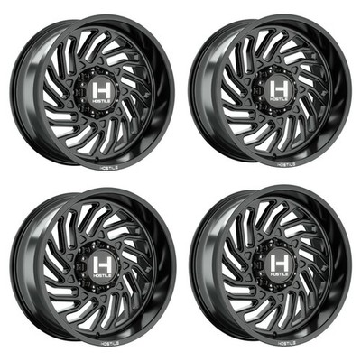 Set 4 22'' Hostile H140 Twister Asphalt 22x12 Wheels 8x6.5 -44mm Lifted Rims