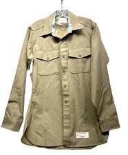 Vintage Great Northern USMC Tan Long Sleeve 14 1/2 /3 Polyester Wool Shirt HU 