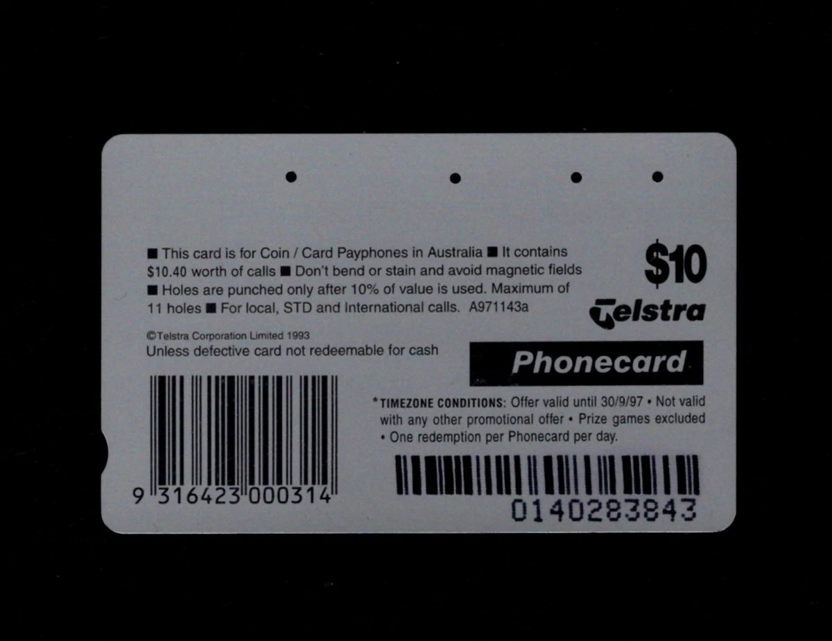 Telstra Used Phonecard - $10 Timezone