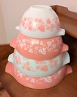 Vintage Pyrex Cinderella Pink Gooseberry 1957 Complete Set of 4 Mixing Bowls