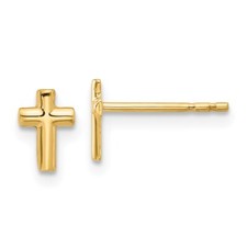 7.1mm 14K Yellow Gold Polished Cross Post Earrings TF2373