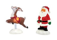 Dept 56 - LIT SANTA YARD DECOR - Village Accessory - Set of 2 - SN 4038810 - NIB