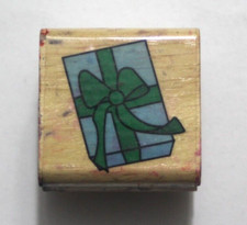Gift Wrapped Present Party Birthday Holiday 1.25" Rubber Stamp