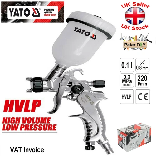 MINI SPRAY PAINT GUN Gravity Feed HVLP Tank 100ml Nozzle 0.8mm 220L/min YATO