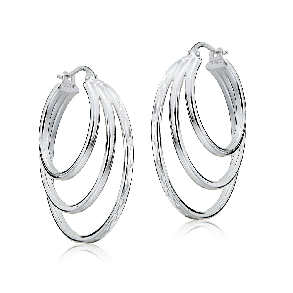 【HYERES LOR】23FW★ Silver (C) Triple Round Earrings Lotte Duty Free