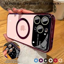 For iPhone 15 MagSafe Lens Glass Slim TPU Transparent Case Screen Protector