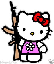 KITTY WITH AK-47 BUMPER STICKER TOOLBOX STICKER LAPTOP STICKER TOOLBOX 