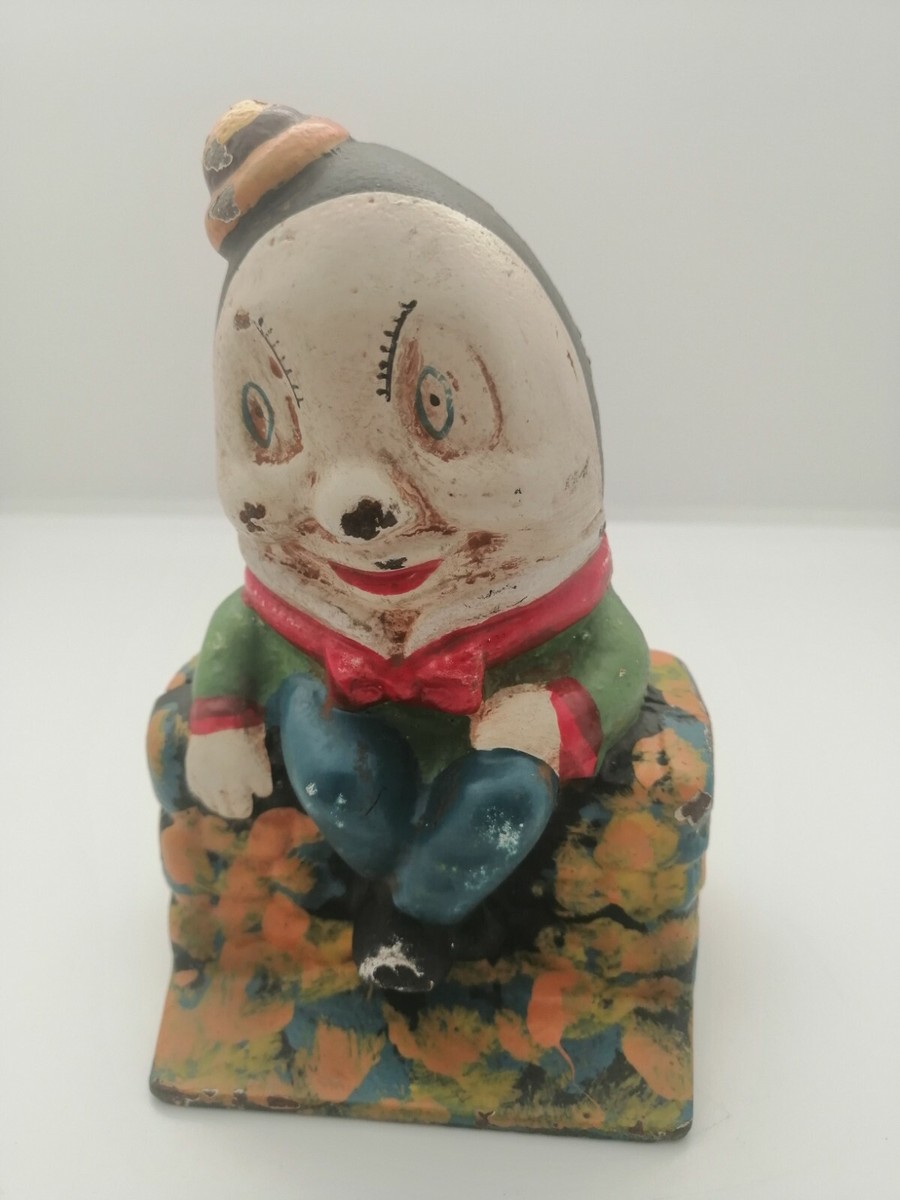 JollyBoy Cast Iron Money Bank アンティーク　貯金箱 Antique 20s hand painted Cast Iron Humpty Dumpty Bank coin