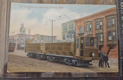 Rare BUTTE MONTANA MT TROLLEY Work Car Post Card Carrying Iron Ore