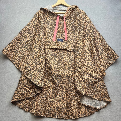 JOULES PONCHO Raincoat CAPE Brown Waterproof Leopard Animal Print SMOCK Packable