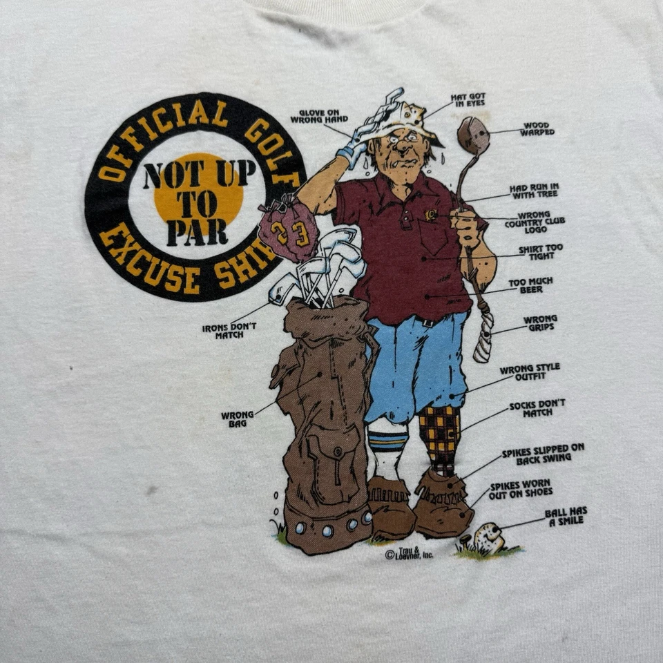 Camisa de Colección Años 90 Sin Par Golf Excusa Divertida Dibujos Animados Humor Arte Talla Grande Foto 2 de 4