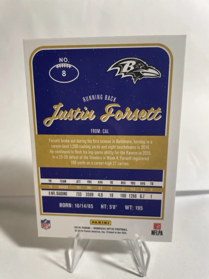 2016 Donruss Optic - #8 Justin Forsett Auto *please See Description - Image 2 of 2