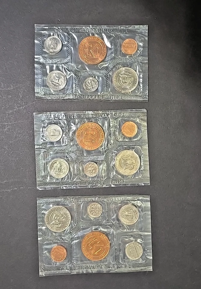 Lot of 3 -1979 Denver Mint Souvenir Coin Set–BU Coins–in Original Cellophane - Image 2 of 4