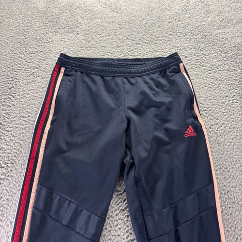 Adidas Track Pants Boys 12-14 Medium Navy Blue Polyester Stretch Tapered Fit - Picture 2 of 10