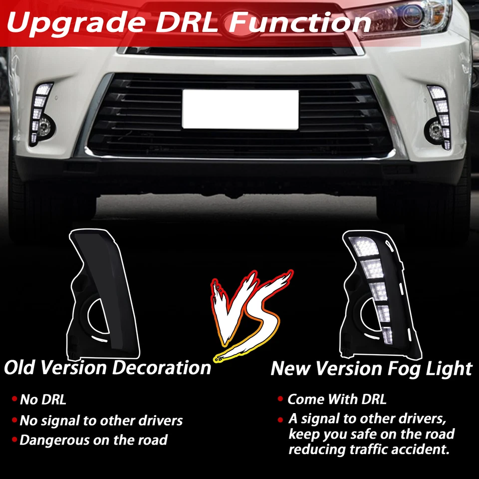 Lâmpada de neblina dianteira para Toyota Highlander 2017 2018 2019 luz de circulação diurna - Imagem 2 de 4