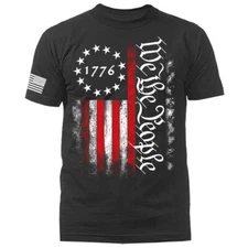 We The People Large Vertical US Flag American Pride Patriotic Graphic T-shirt