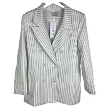 Lioness Double Breasted Blazer Women's S White Pinstripe Preppy Jacket Don Coat