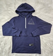 Reebok Boys Victory Hoodie XL 14/16 Mavy Quarter Zip Media Front Pocket