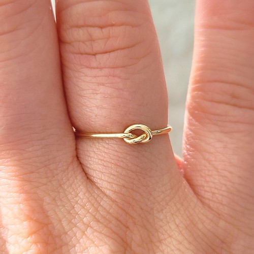 10k Solid Gold Tight Knot Ring, Solid Gold Minimalist Love Knot Rings - Picture 3 of 9