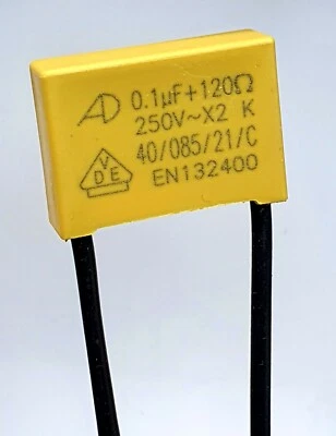 AD 0.1uF 100nF + 120ohm RC Series Safety Capacitor, 250V X2 Interference Snubber