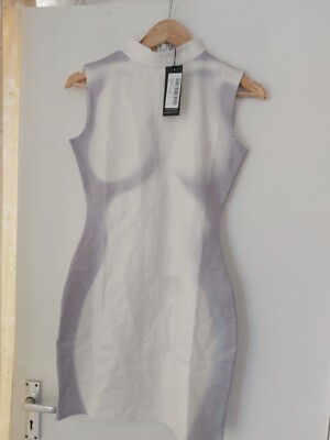 grey body print dress Gradient Abstract Body Print L/S Knit Maxi Dress