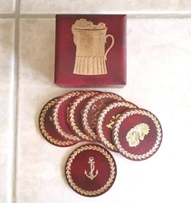 Vintage Swank Beer Coasters Set Of 7 With Box Holder Made In Sweden