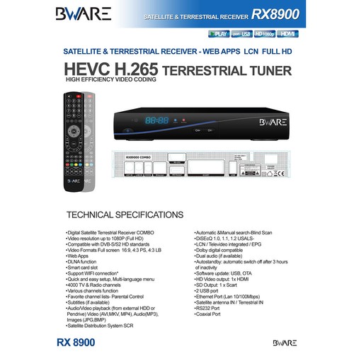 Beware RX8900 Combo Sat+DVB-T2 HEVC IPTV HD-Receiver DVB-S2 Wlan HDMI Wifi USB - Bild 6 von 6