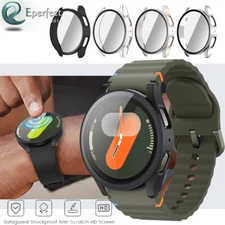 For Samsung Galaxy Watch 7 40/44mm Full Hard Bumper PC Case Cover+Tempered Glass