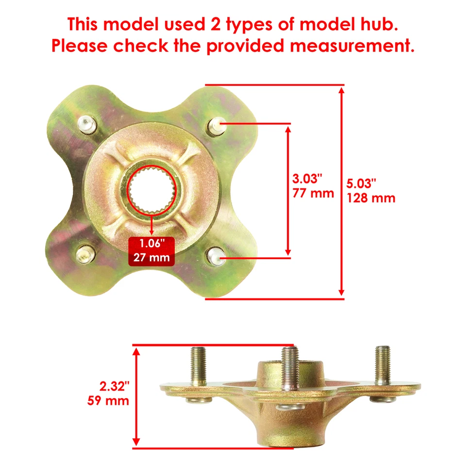Rear Wheel Axle Hub for Yamaha Kodiak 400 YFM400FW  YFM400A 2X4 4X4 1993-2002 - Image 2 of 4