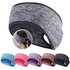 Winter Women Ponytail Hole Headband Ear Warmer Hairband Thermal Fleece Sweatband